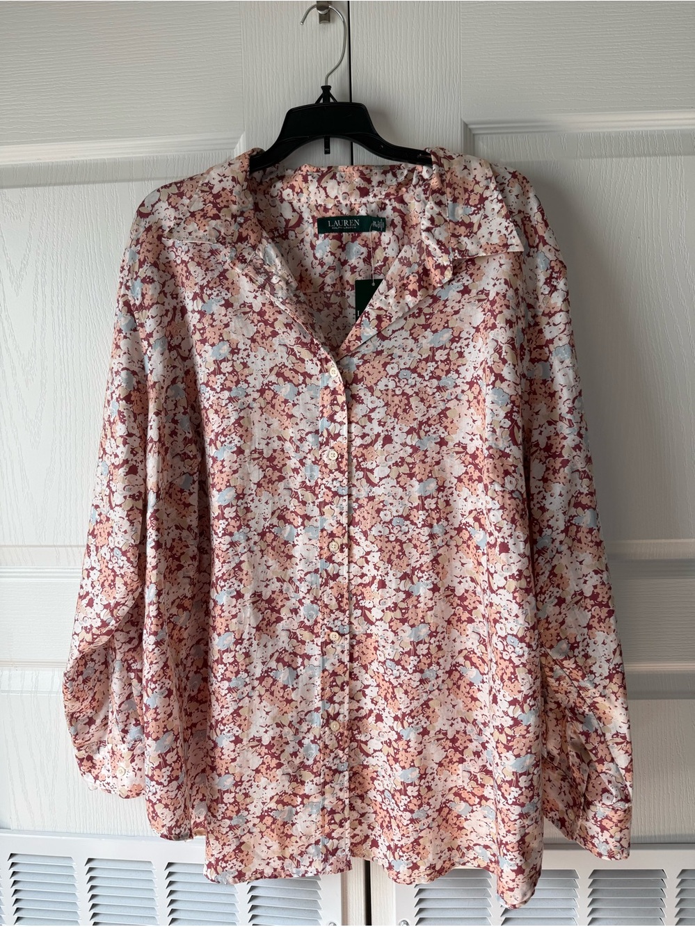 Lauren Ralph Lauren NWT Plus Size 3X Floral Print Cotton Sateen Shirt Multi